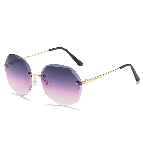 

sunglasses hervi 2021 retro women's brand designer fashion rimless gradient blackout lens ladies cut edge glasses, White;black