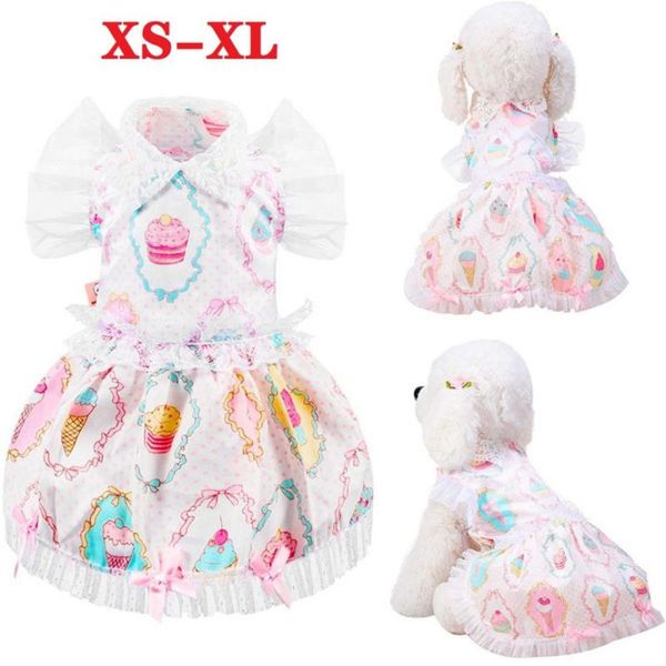 

cute small dog clothes cotton soft puppy vest dress summer girl princess tutu skirt pettiskirt teddy than panda apparel