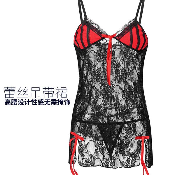 

suspender skirt underwear lace perspective size pajamas, Red;black