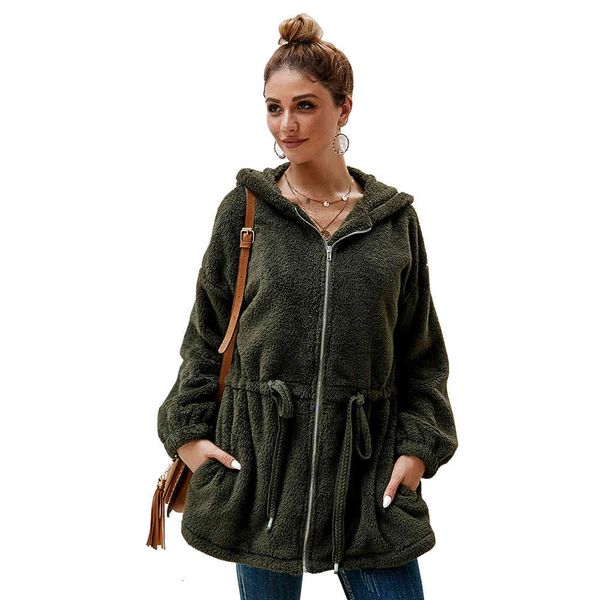 

autumn winter with hood long jacket top, Black;brown