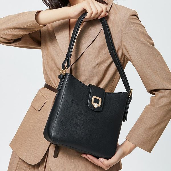

evening bags 2021 fashion all-match leather underarm bag ladies hand single shoulder messenger bucket purses and handbags luxury sac