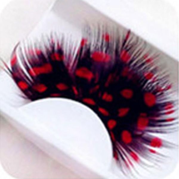 

women colorfu feathers false eyelashes dancing party fake eye lashes makeup tool1