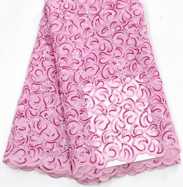

ribbon fashion african organza lace with sequins hand cut wedding 5yards ts9100, Pink;blue