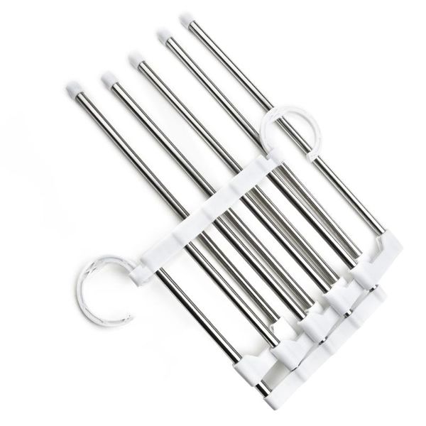 

hangers & racks multi-functional 5 in 1 stainless steel pants rack retractable extendable foldable hanger scarf shelf