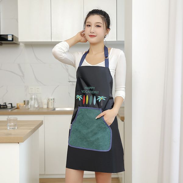 

2021 simple women's fashion household kitchen waterproof and oil proof lovely printed apron blouse