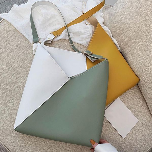 

evening bags splicing contrast pu leather bucket for women 2021 summer crossbody lady shoulder simple bag female travel handbags