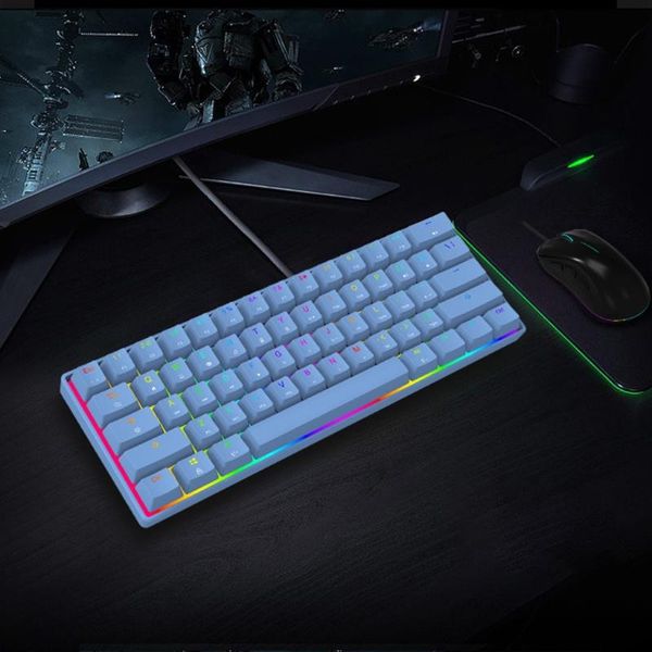 

mini 60% mechanical gaming keyboard 61 keys rgb backlit wired pbt cap 1xcb keyboards