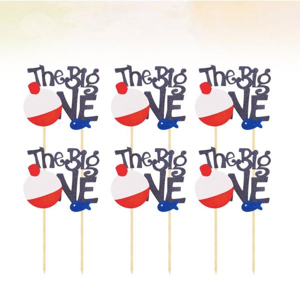 

other festive & party supplies 6pcs fishing themed cake picks the big one letter cupcake decoration