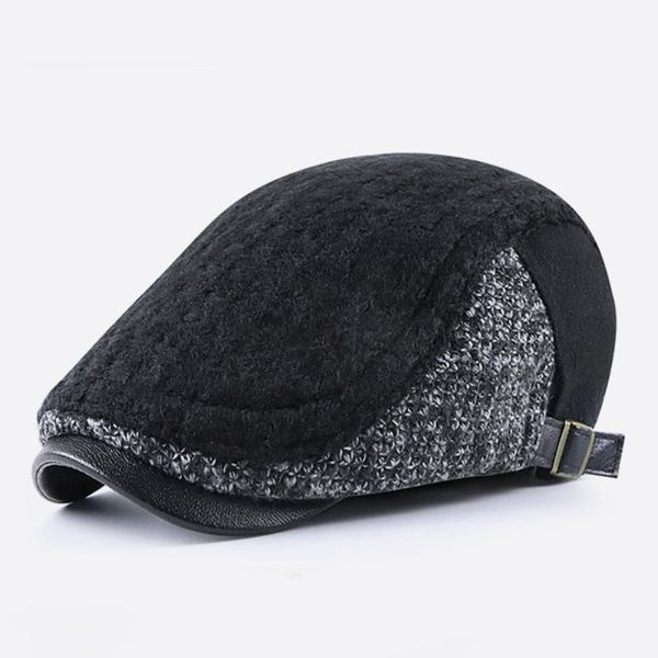 

berets winter 2021 knitted ivy cap middle-aged and elderly man leisure beret men's woollen british big size sboy hat, Blue;gray
