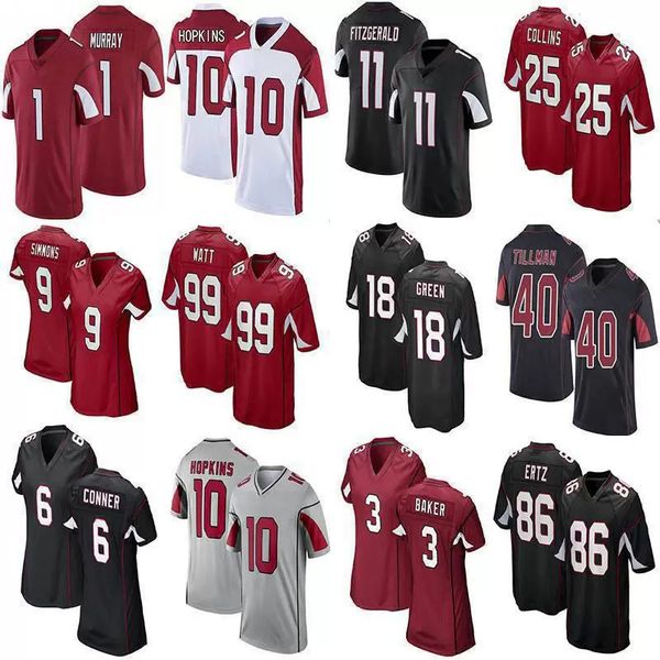 

1 kyler murray 86 zach ertz 99 jj watt football jerseys deandre hopkins budda baker isaiah simmons james conner larry fitzgerald rondale moo, Black;red