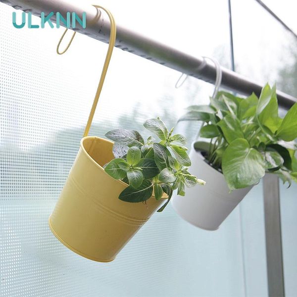 

vases pastoral hanging metal flowers bukket detachable hooks creative balcony vase thick tabletop