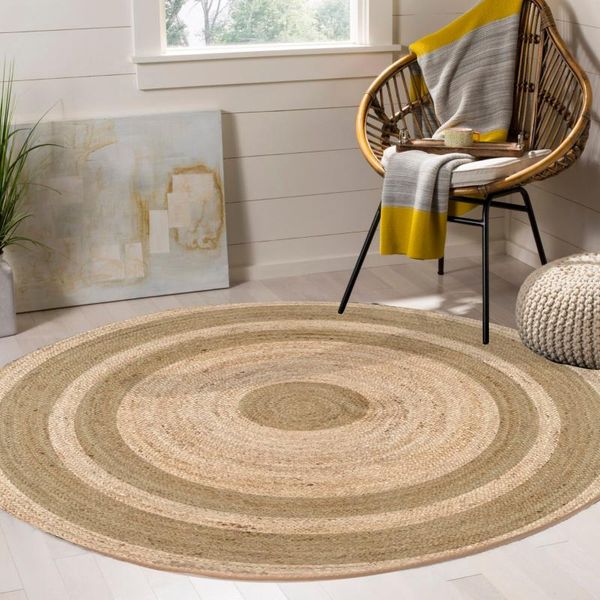 

carpets else brown circle lines sisal handmade flatweave natural jute carpet round floor mat living room bedroom area rug