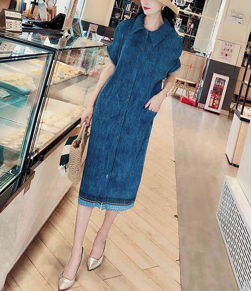 

dress miyake fashion single-breasted houndstooth short sleeve the turn-down collar a-line denim, Black;gray