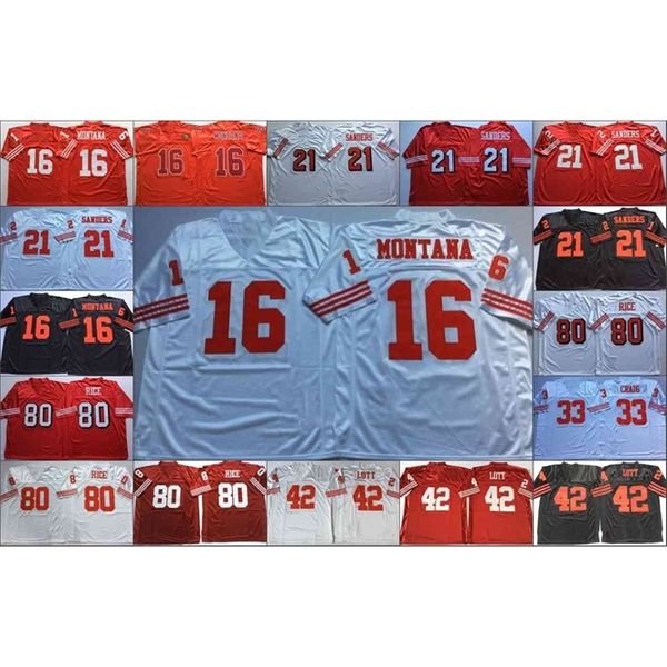 

GoodNCAA Retro Football stitched mens Jersey 16 Joe Montana 21 Deion Sanders 42 Ronnie Lott 33 Roger Craig 80 Jerry Rice 8 Steve Young, White