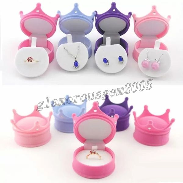 

crown engagement ring packaging jewelry boxes ring earrings necklace pendant box jewelry storage gift case, Black;white