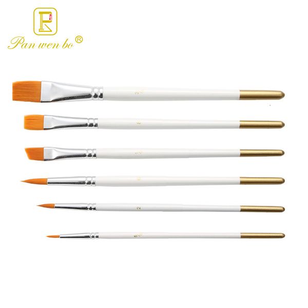 

painting pens 6 white rod nylon gouache watercolor pen line drawing oil painting brush set, Black;red