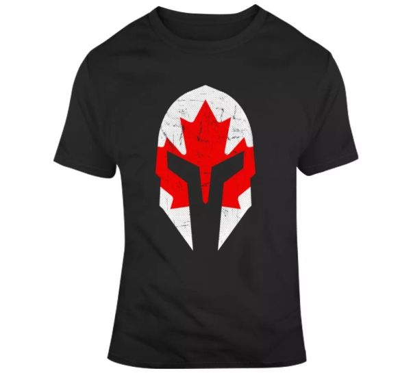 

spartan canadian flag proud patriot canada military support t shirt, White;black
