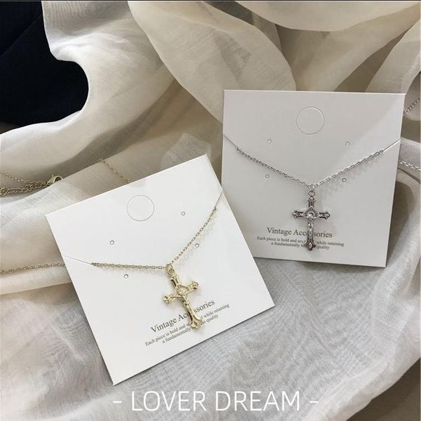 

korean vintage necklace our lady of the cross for women gold silver color fashion jewelry accessory chains