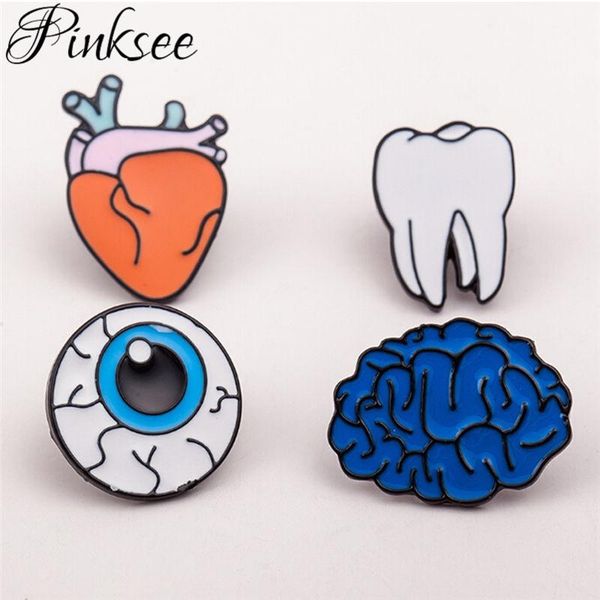 

pins, brooches pinksee fashion personality cartoon eyes/ teeth/ heart/ brain enamel pins women creative brooch model badge clothes decoratio, Gray