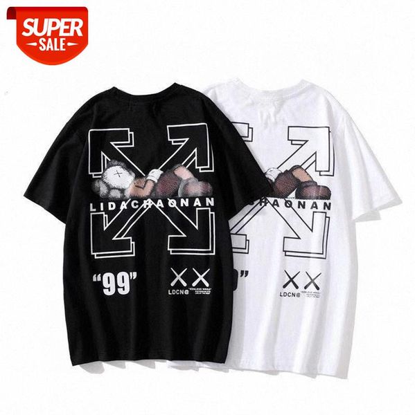 

cartoon character series round neck pullover short sleeve men's and women's same batch #la4p, White;black