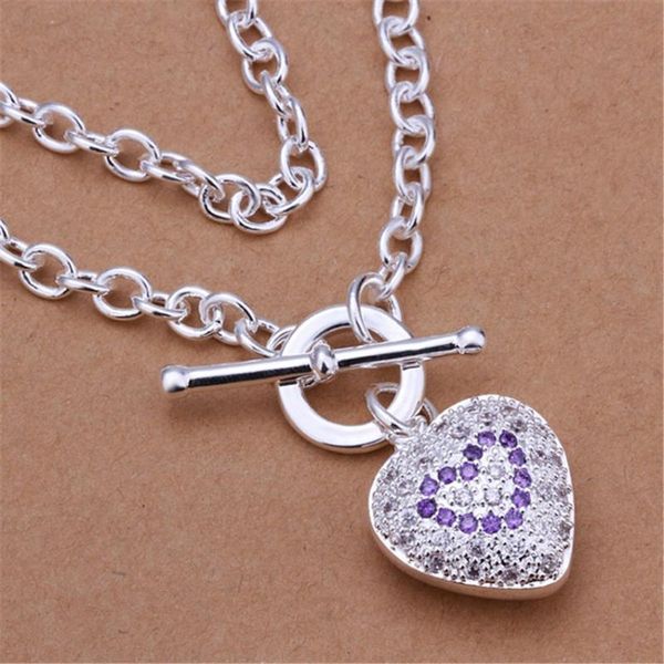 

chains heart lovely women lady pendant charms wedding silver color necklace fashion n277