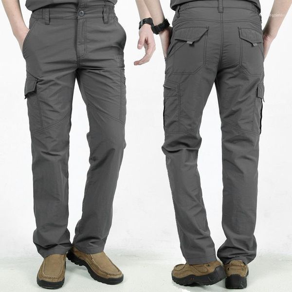 

men work multi-pockets cargo pants climbing hiking quick dry for outdoor summer h91, Black