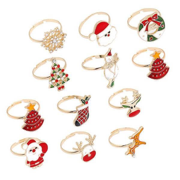 

napkin rings 12pcs christmas elements adjustable cartoon alloy (random color)