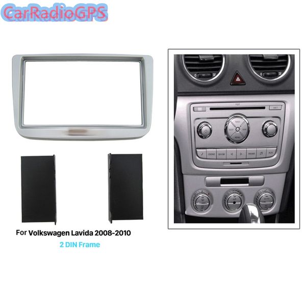 Kit di montaggio pannello argento Doppio Din Car Radio Fascia per 2009 Volkswagen Lavida Stereo Frame Dash CD Trim Installazione