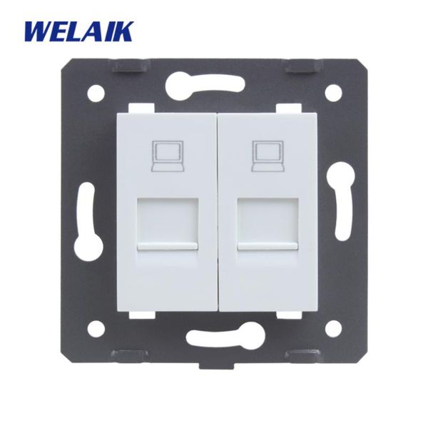 

smart home control welaik eu-standard rj45 cat6 two-computer socket-diy-parts-wall two-computer-socket parts-without glass-panel a82cow/b