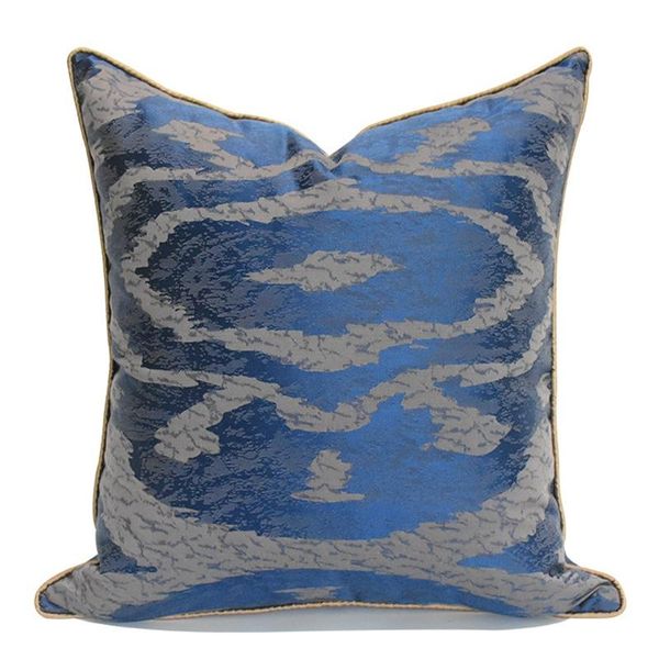 

cushion/decorative pillow high precision embroidery blue wave sofa decorative pillows simple modern jacquard cushion cover geometric abstrac