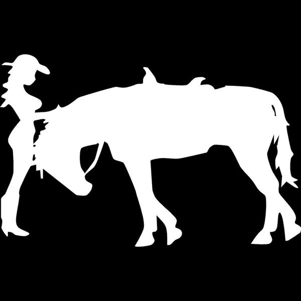 

cowgirl and horse stickers fashion car window decoration decals personalized waterproof decals black/white, 17cm*11cm