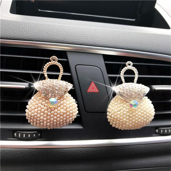 

car air freshener alloy diamond insert pearl handbag perfume conditioning outlet decoration car-styling perfumes
