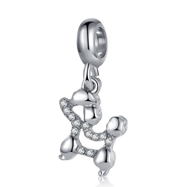 

fits pandora bracelets 30pcs puppy crystal dangle pendant charms beads silver charms bead for women diy european necklace jewelry, Black