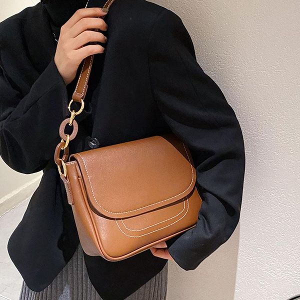 

evening bags swdf pu leather small crossbody for women 2021 winter fashion thick chain shoulder purses lady luxury designer handbags sac