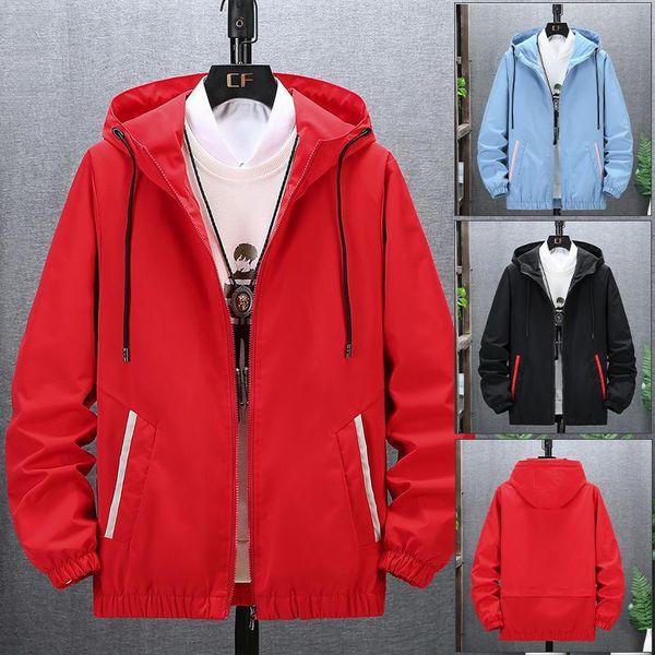 

jackets spring autumn men's loose hooded male casual overcoat windbreaker jacket mens zipper breathable coat large size m-8xl, Black;brown