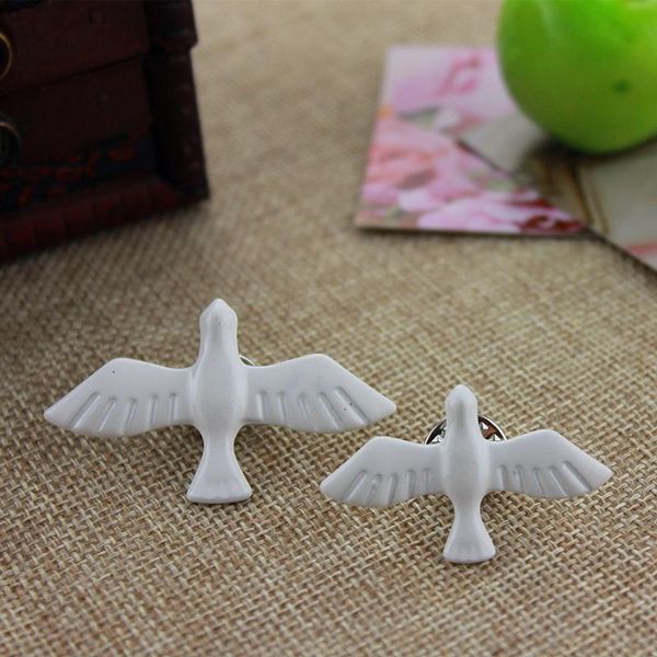 

pins, brooches design handmade white coating peace dove pigeon collar lapel pin brooch fashion badge ornament jewelry accessories, Gray