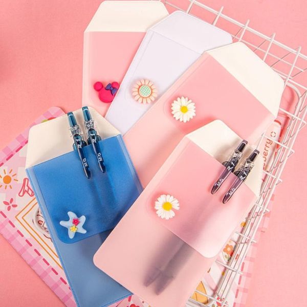 

pencil bags pvc pen pocket pouch pink daisy/pink deer/purple sea star stationery organizer for office