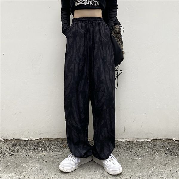 

women's pants & capris autumn women's harajuku style high waist drop wide aum2, Black;white