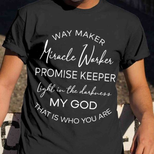 

way maker miracle worker christian womens plus size jesus cotton o neck god summer woman clothes dropshipping, White