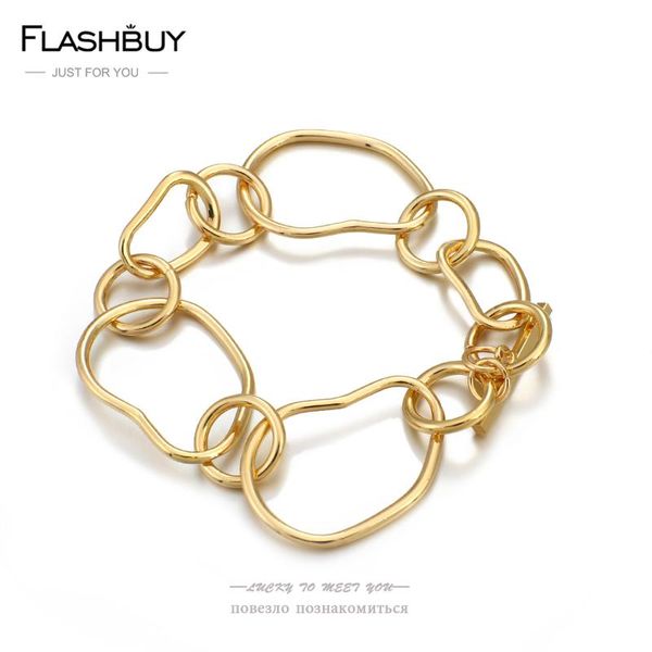 

link, chain flashbuy simple irregular hollow metal bracelets for women men fashion charm bracelet minimalist jewelry, Black