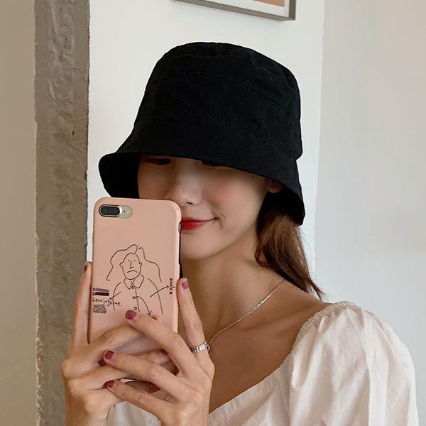 

beanies hat women - trendy bucket br face-looking sun protection summer thin black