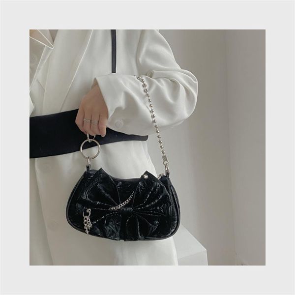 

evening bags 2021 chic simple bow elegant women shoulder with chain
