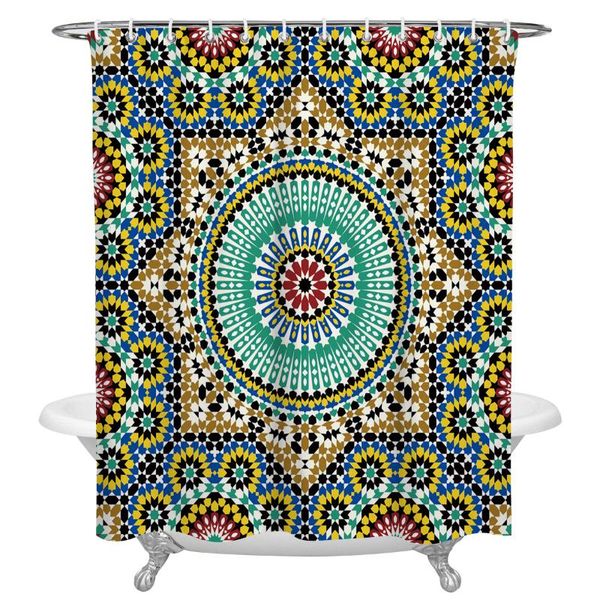 

shower curtains morocco colorful flowers arabesque bathroom curtain polyester fabric waterproof with hooks
