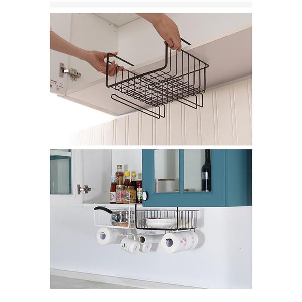 

hooks & rails wonderlife kitchen storage container under shelf wire cabinet iron basket tableware organizer stand