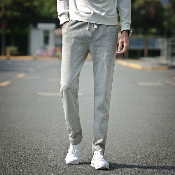 

pants plus size thin full length drawstring loose pockets leisure sweatpants ulzzang mens high waist fall fashion casual chic, Black