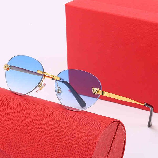 

leopard head frameless men and women fashion versatile sunglasses ocean film street glasses designer frames discount, White;black