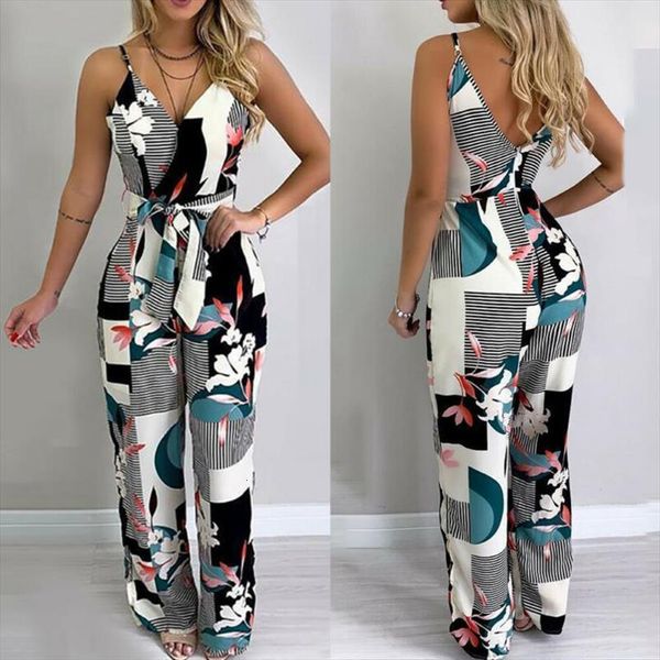 

fashion clubwear strap v neck womens jumpsuit sleeveless floral playsuit bodycon trousers, Black;white