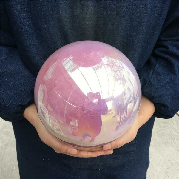 

decorative objects & figurines natural rose crystal rainbow ball aura quartz sphere bismuth titanium silicon