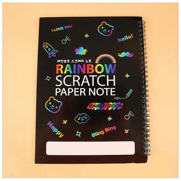 

magic scratch paper note book color art rainbow scraping painting kids decompression toys creative diy birthday gift notepads, Purple;pink
