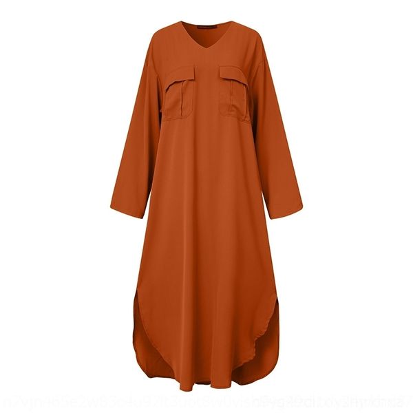 

h7v3 2020casual plus size es solid color pocket large autumn loose 2020casual dresssolid color pocket women's dress large autum
